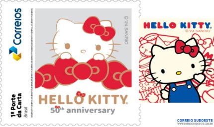 Correios e Sanrio celebram 50 anos da Hello Kitty com edição comemorativa de selos postais