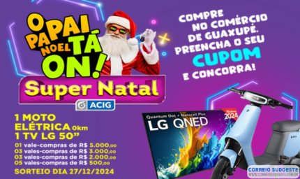 Natal da Acig: divulgação de sugestão de horário ao comércio e sorteio de moto elétrica aos consumidores