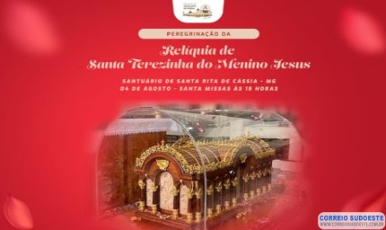 Relíquias de Santa Terezinha estarão em Cássia