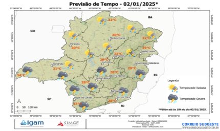 Pancadas de chuva no Sudeste, nesta quinta-feira (2)