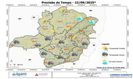 Semana começa com chuva e previsão de frente fria para Minas e regiões do Sudeste