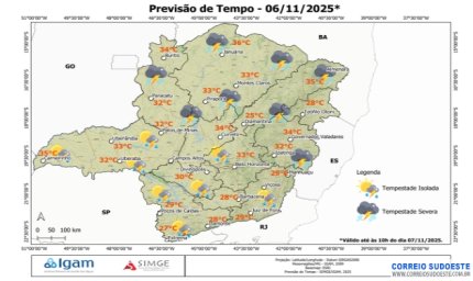 Sul e Sudoeste de Minas têm previsão de chuvas isoladas nesta quinta-feira