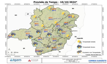 Sudeste tem alerta de tempestades e chuvas intensas nesta quinta-feira