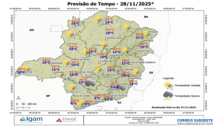 Previsão para sexta-feira de chuvas e tempestades isoladas por Minas Gerais