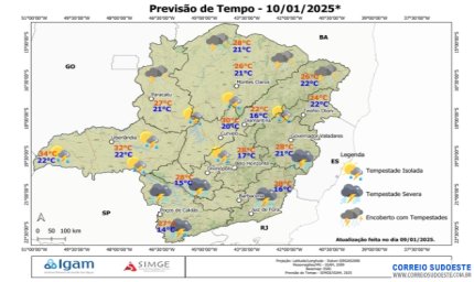 Sudeste terá predominância de tempo chuvoso, nesta sexta-feira (10)