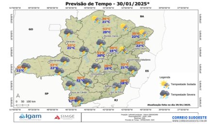Sudeste terá chuvas intensas, nesta quinta-feira (30)