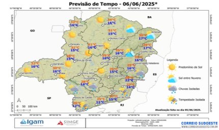 Sexta-feira com previsão de chuva na região Sudeste