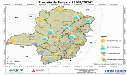 Muitas nuvens no ES, RJ e MG; possibilidade de chuva em áreas de SP