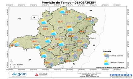 Previsão do Tempo para esta segunda-feira, 1 de setembro