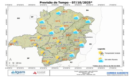 Sudeste enfrenta instabilidade climática com risco de granizo e temperaturas elevadas