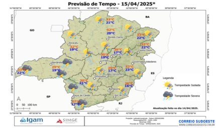 Sudeste terá chuvas intensas, nesta terça-feira (15)