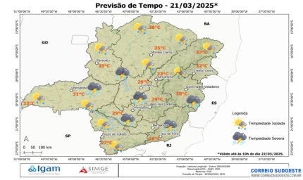 Minas tem previsão de chuvas isoladas nesta sexta, dia 21