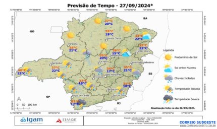 Sudeste terá chuvas em Minas, São Paulo e Rio de Janeiro, nesta sexta-feira (27)