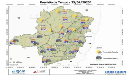 A Região Sudeste será chuvosa, nesta sexta-feira (25)