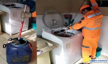 Bombeiros resgatam gambá em máquina de lavar