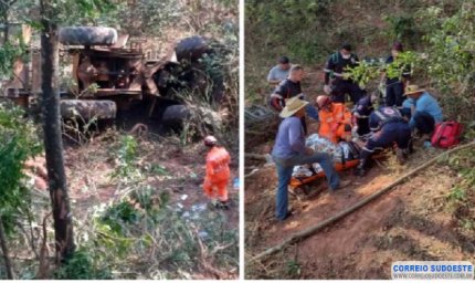 Homem fica gravemente ferido após acidente com trator em ribanceira