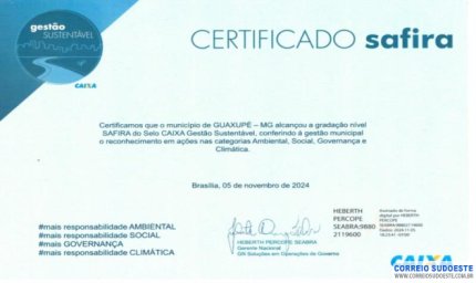 Caixa concede selo de Gestão Sustentável a Guaxupé