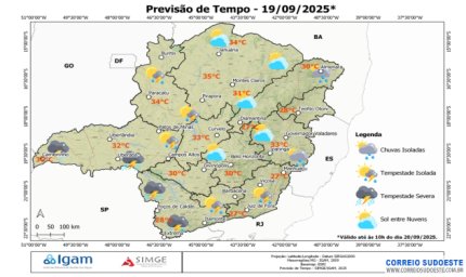 PREVISÃO DO TEMPO: tempestades podem gerar granizo em Minas Gerais