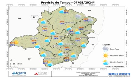 Tempo será quente em MG mas fim de semana pode esfriar