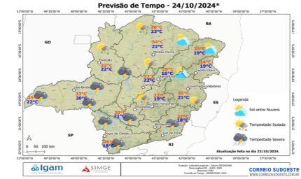 Sudeste tem alerta de tempestades e chuvas intensas nesta quinta (24)