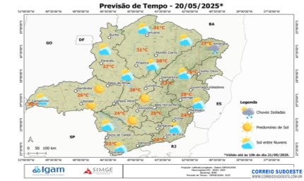 Previsão do Tempo para terça-feira, dia 20