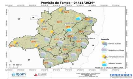 Muitas nuvens com pancadas de chuva no Sudeste, nesta segunda-feira (4)