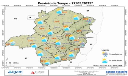 Minas Gerais terá sol entre nuvens, temperaturas amenas e tempo seco em 27 de maio