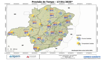 Chuvas atingem quase todo o Sudeste do país, nesta sexta-feira (17)