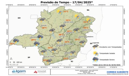 Sudeste terá muitas nuvens e chuva, nesta quinta-feira (17)
