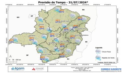 Alerta para queda de temperatura e baixa umidade em Minas Gerais