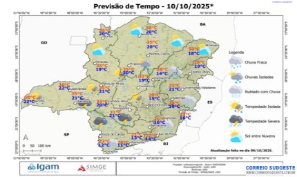 Minas continua com céu encoberto e chuvas nesta sexta-feira (10)