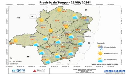 Minas tem alerta para Onda de Calor nesta quinta-feira, dia 26