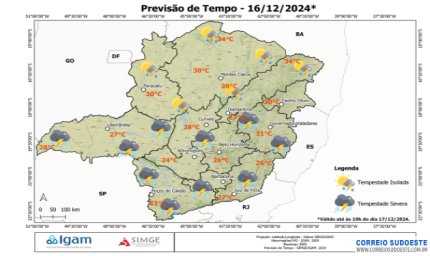 Tempo: alerta para chuvas intensas em Minas, SP e Rio de Janeiro