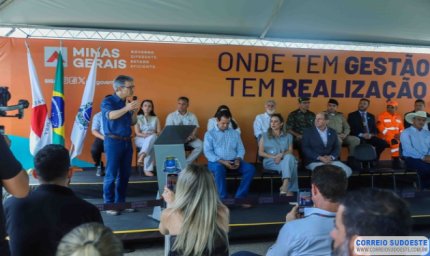 Em Guaxupé, Romeu Zema autoriza início das obras de revitalização da rodovia MG-450, na divisa com São Paulo