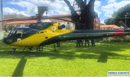 Helicóptero da Polícia Militar sobrevoa Guaxupé em ação preventiva
