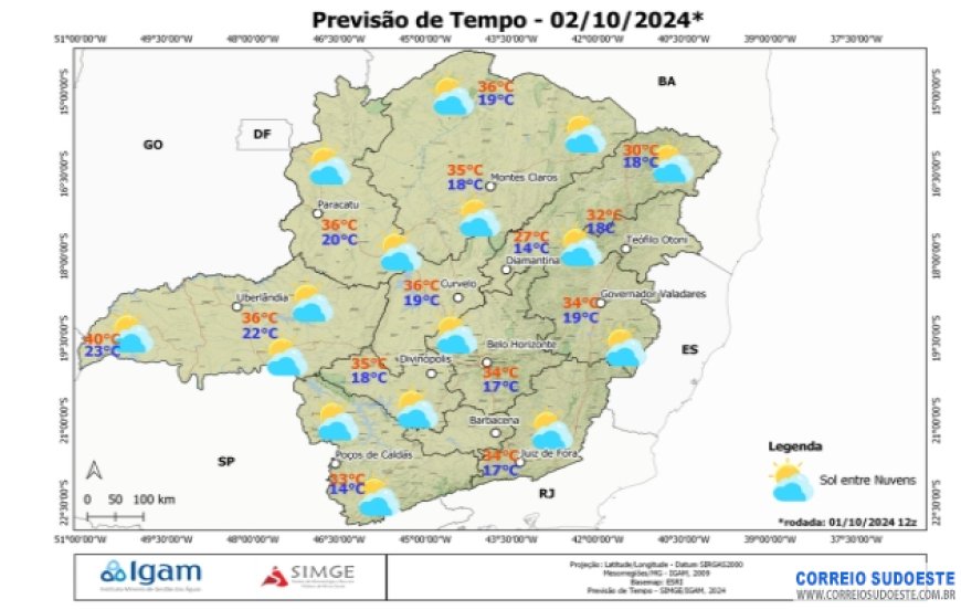 Calor intenso e chuvas isoladas são previstos para o Sudeste nesta quarta-feira