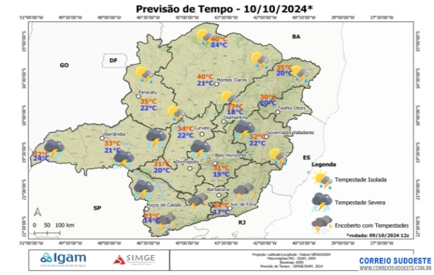 Sudeste tem alerta de tempestades e chuvas intensas nesta quinta-feira