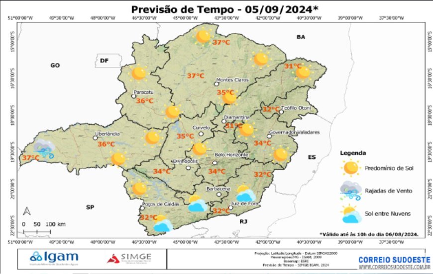 Quinta-feira deve ser quente em Minas e SP pode ter queda de temperatura