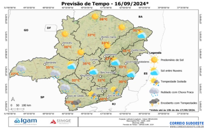 Sudeste segue sem previsão de chuva, nesta segunda-feira (16)