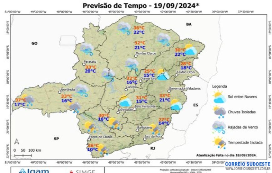 Alerta para baixa umidade em Minas Gerais e SP