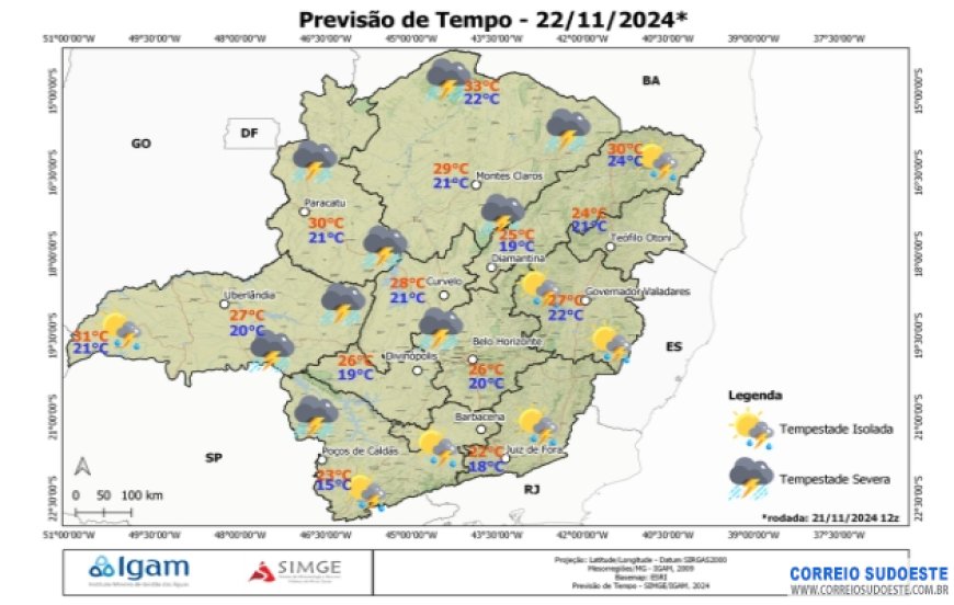 Sudeste registra chuva em todos os estados, nesta sexta-feira (22)