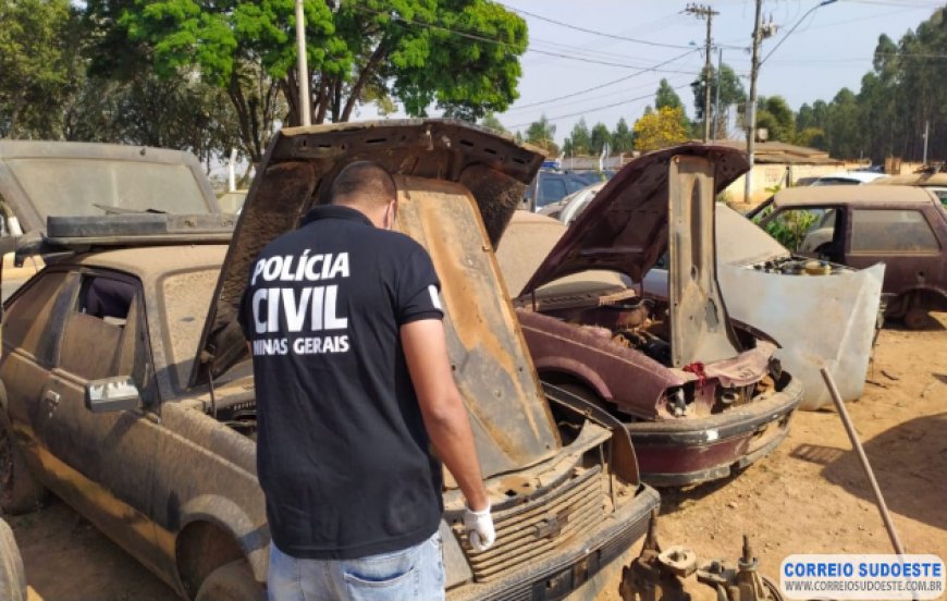 PC vistoria pátios de desmanches em Alfenas durante operação