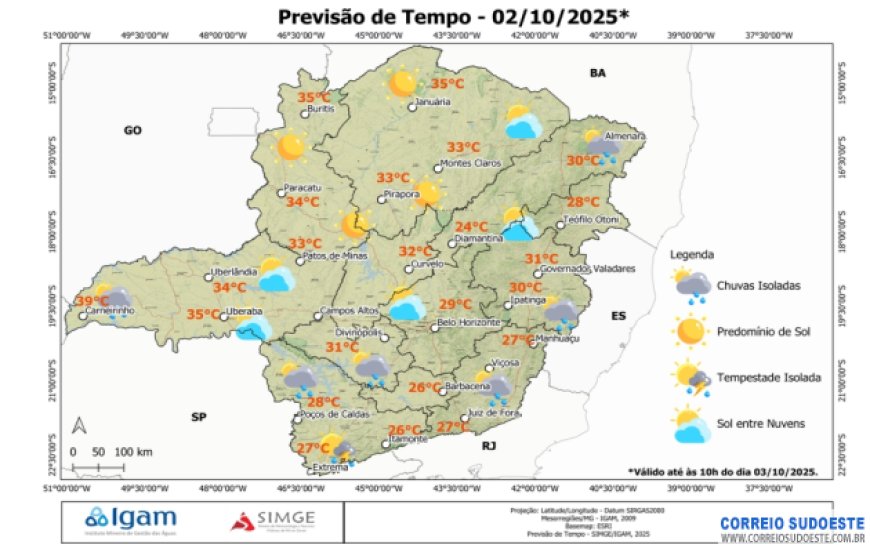 Céu com poucas nuvens no Sudeste nesta quinta-feira (2)