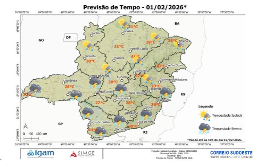 Semana começa com tempo instável em Minas Gerais e previsão de tempestades severas em várias regiões