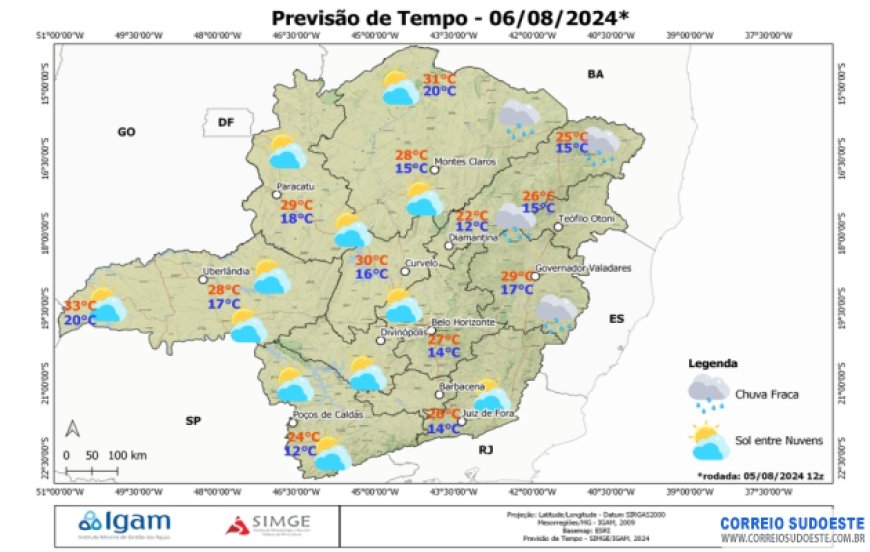 Previsão do Tempo: baixa umidade em grande parte de Minas e SP