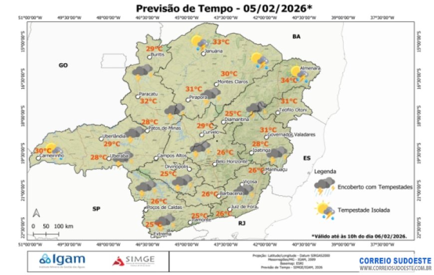Inmet alerta para volume de chuva nesta quinta-feira