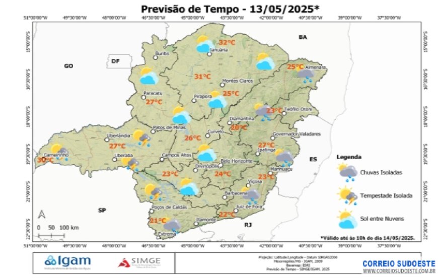 Previsão de tempestades no Sul de Minas nesta terça-feira