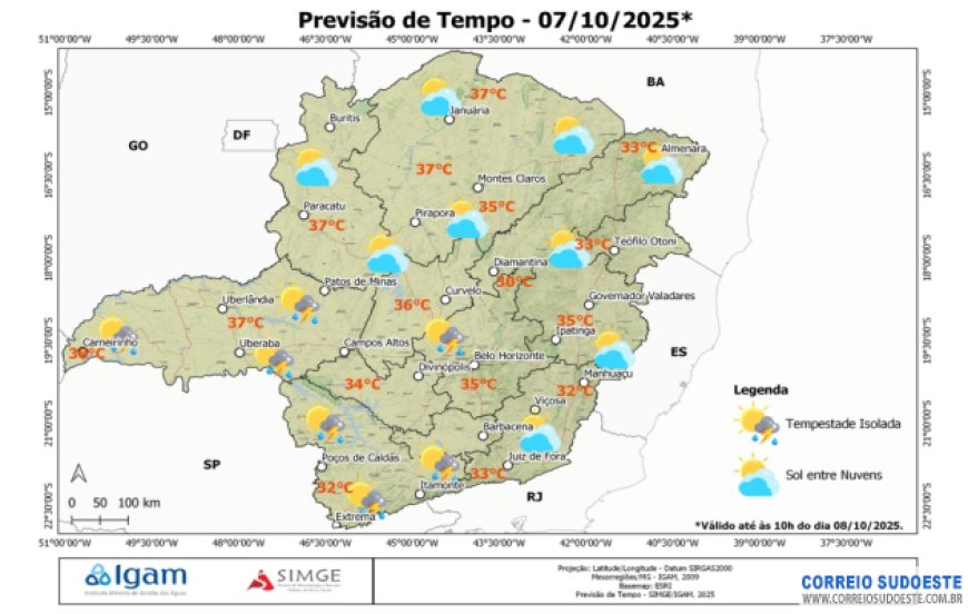 Sudeste enfrenta instabilidade climática com risco de granizo e temperaturas elevadas