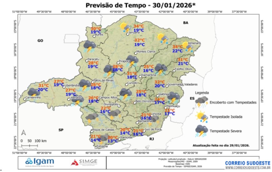 Minas Gerais sob alerta: chuvas intensas e tempestades severas marcam o fim de janeiro