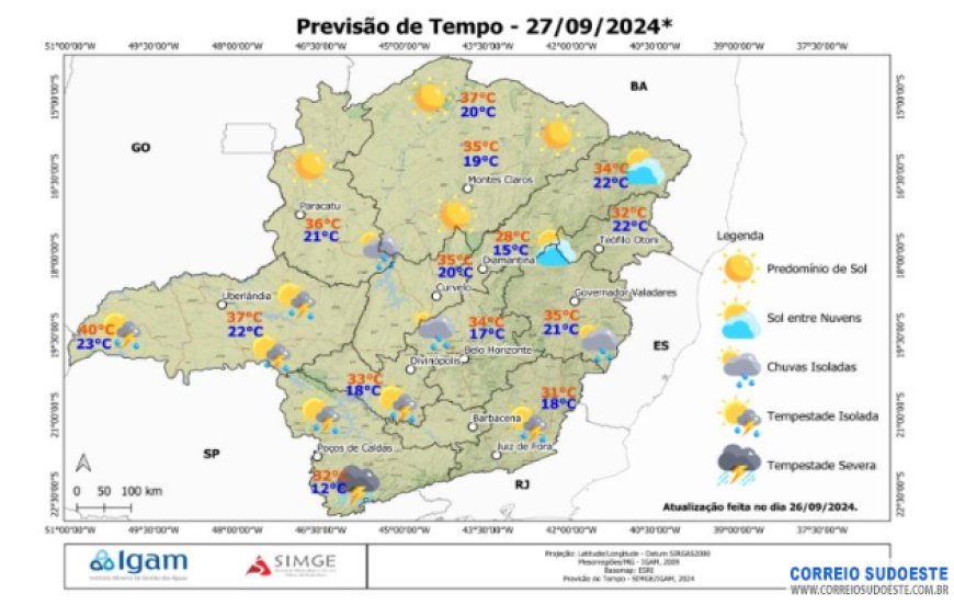 Sudeste terá chuvas em Minas, São Paulo e Rio de Janeiro, nesta sexta-feira (27)